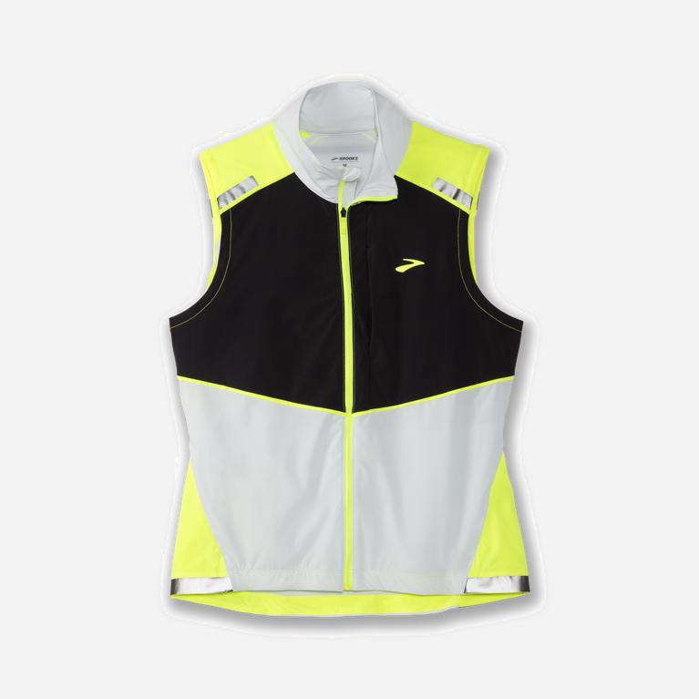 Brooks Carbonite Women's Running Vest UK Outlet - Icy Grey/Black/NIghtlife/GreenYellow (YQUWL7815)